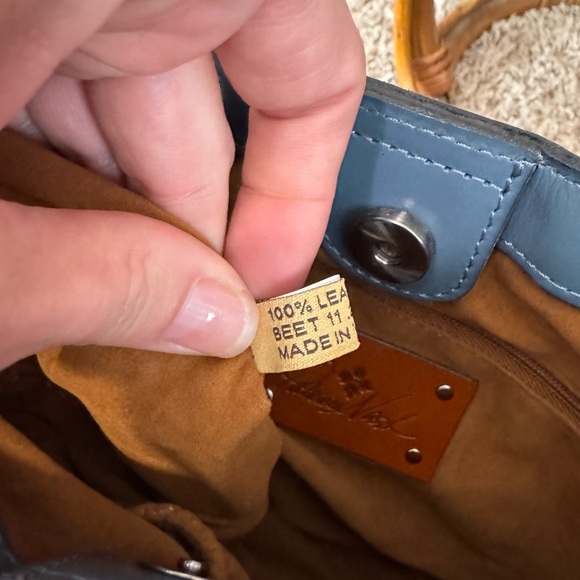 Patricia Nash Slate Blue Leather Shoulder Bag - Picture 7 of 11